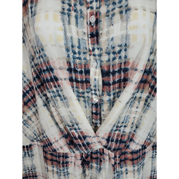 Ellos 1/2 Button Down Size 26 Long Sleeve Plaid Knee Length Dress Office - Picture 7 of 13